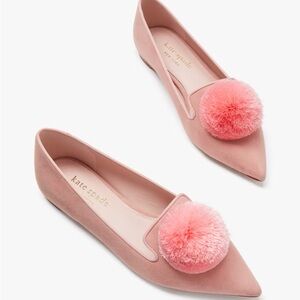 Kate Spade Women's Amour Pom Pom Pointed-Toe Slip-On Flats Size 7.5 Pink